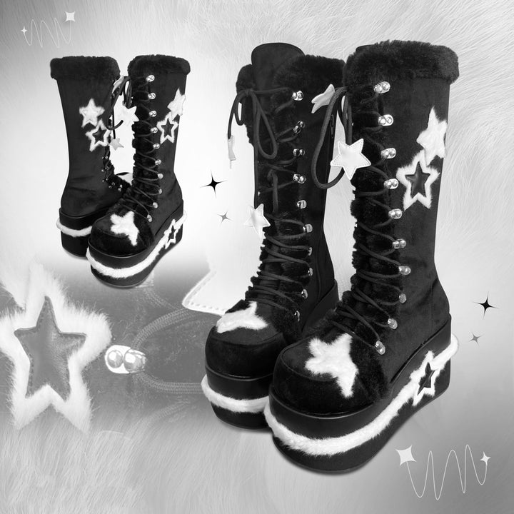 Star Fleece Winter Black Martin Boots