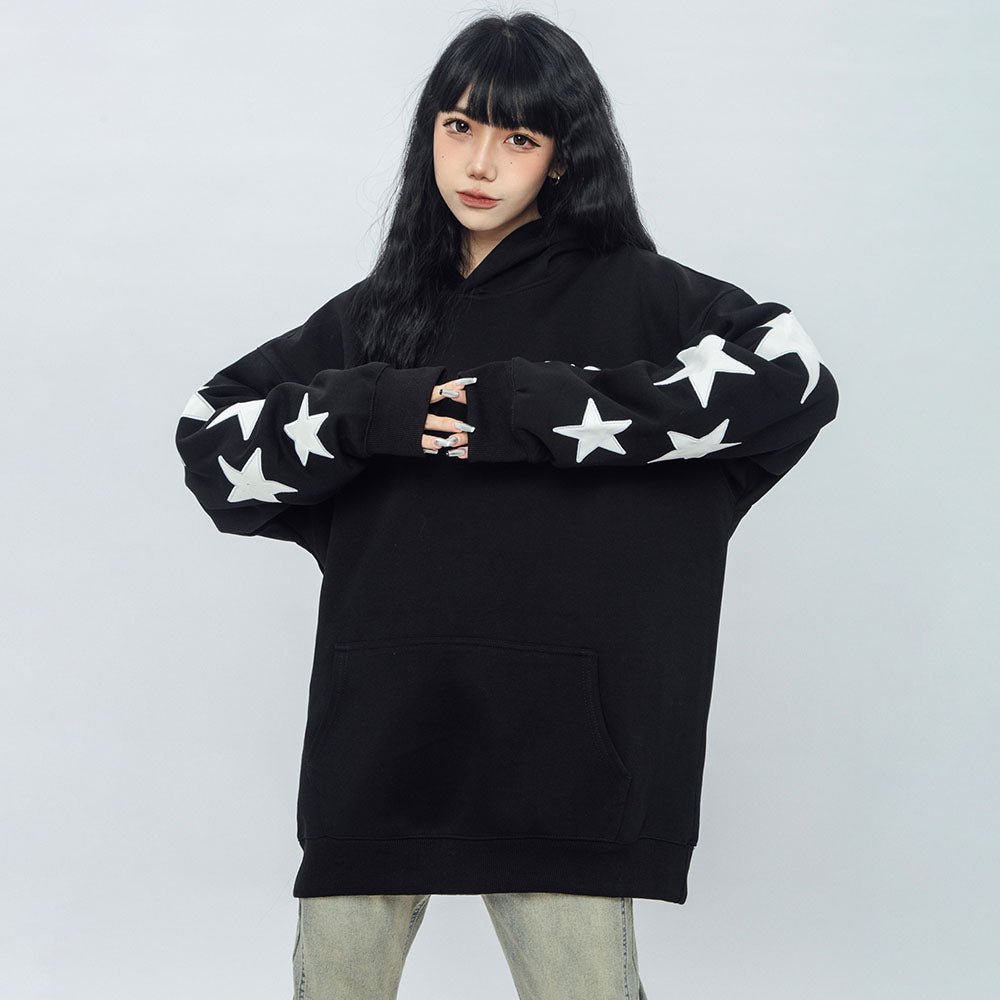 Stars Letters Print Loose Hoodie