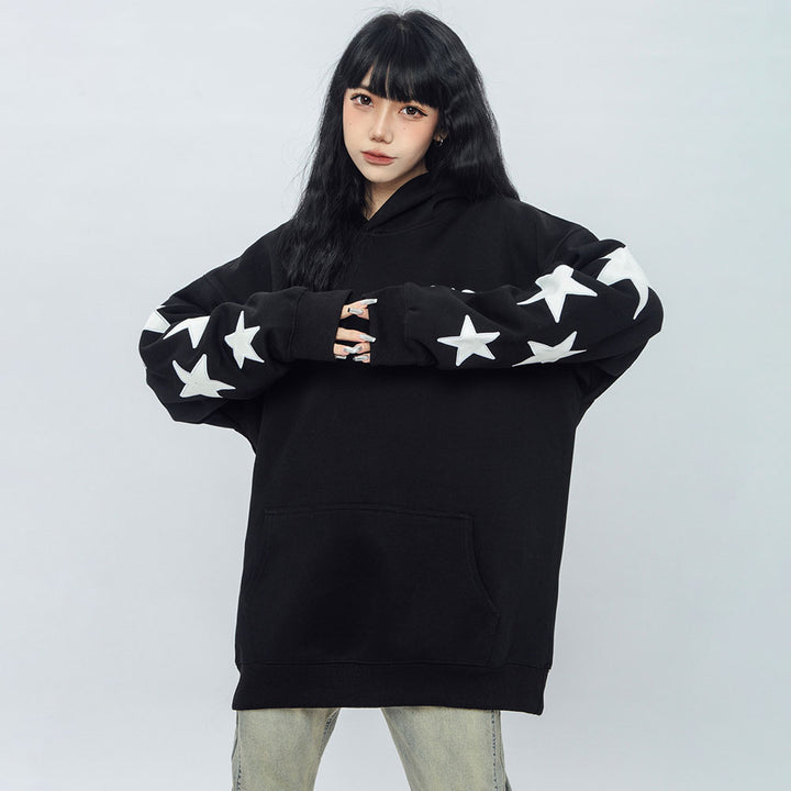 Stars Letters Print Loose Hoodie