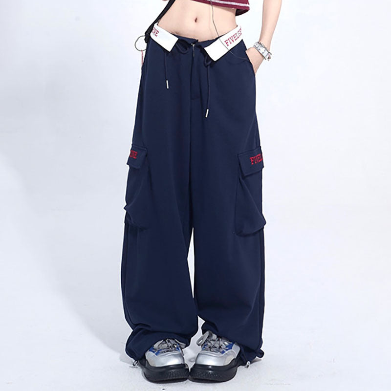 Spicy Girl High-Waisted Wide-Leg Pants with Collar