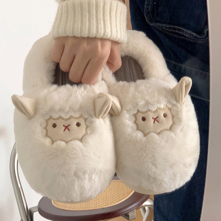 Lovely Sheep Plush Slippers