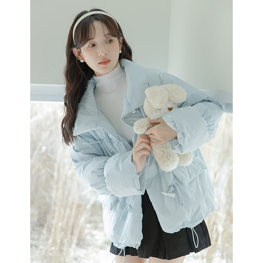 Thickened Short Blue Cotton-padded Down Jacket