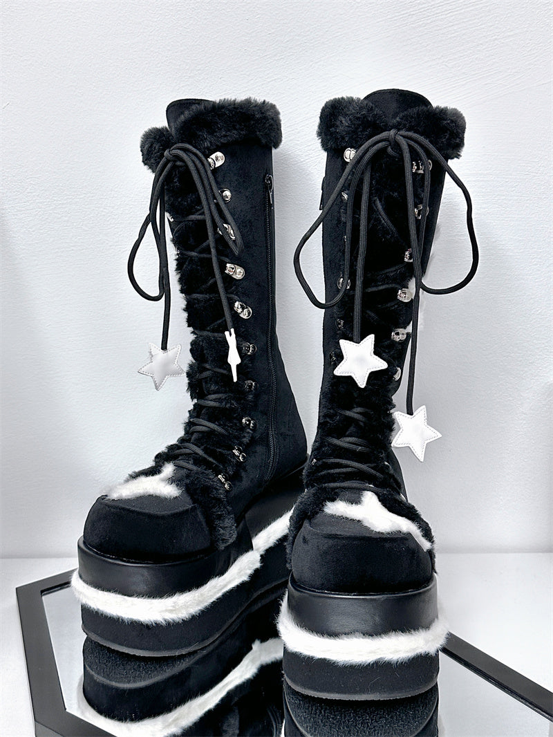 Star Fleece Winter Black Martin Boots