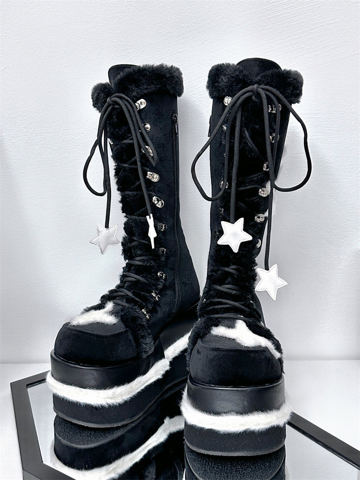 Star Fleece Winter Black Martin Boots
