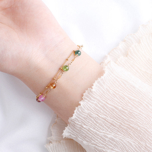 Rainbow Tourmaline Bead Bracelet