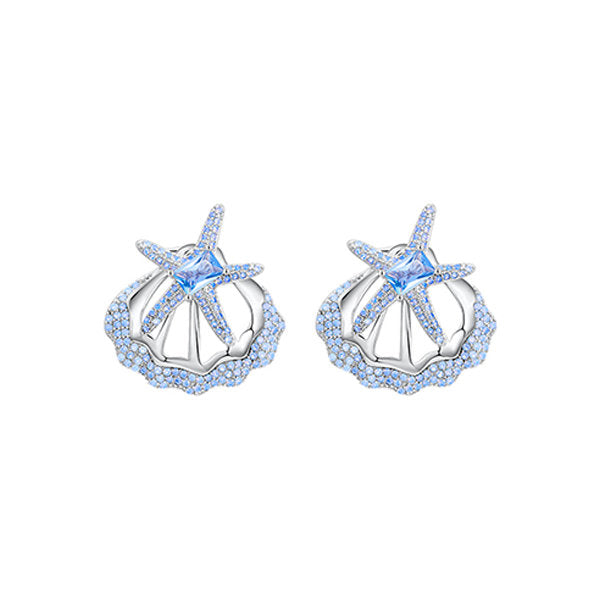 Starfish Shell Silver Earrings