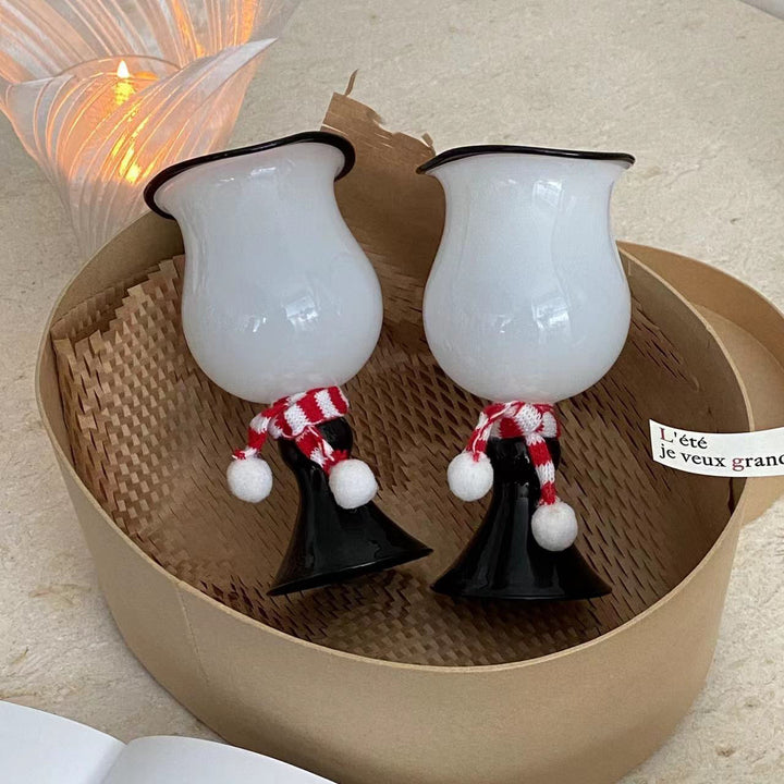 Christmas Vintage Glass Goblet
