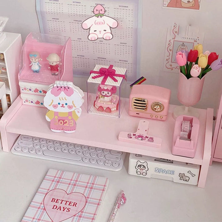 Pastel Color Wooden Shelf Rack-Pink-Yellow-Purple-White