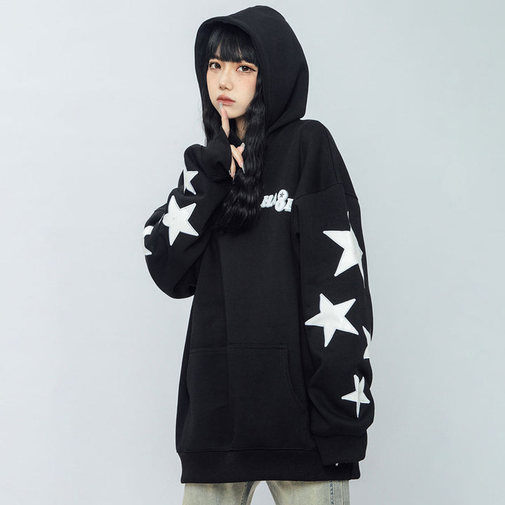 Stars Letters Print Loose Hoodie