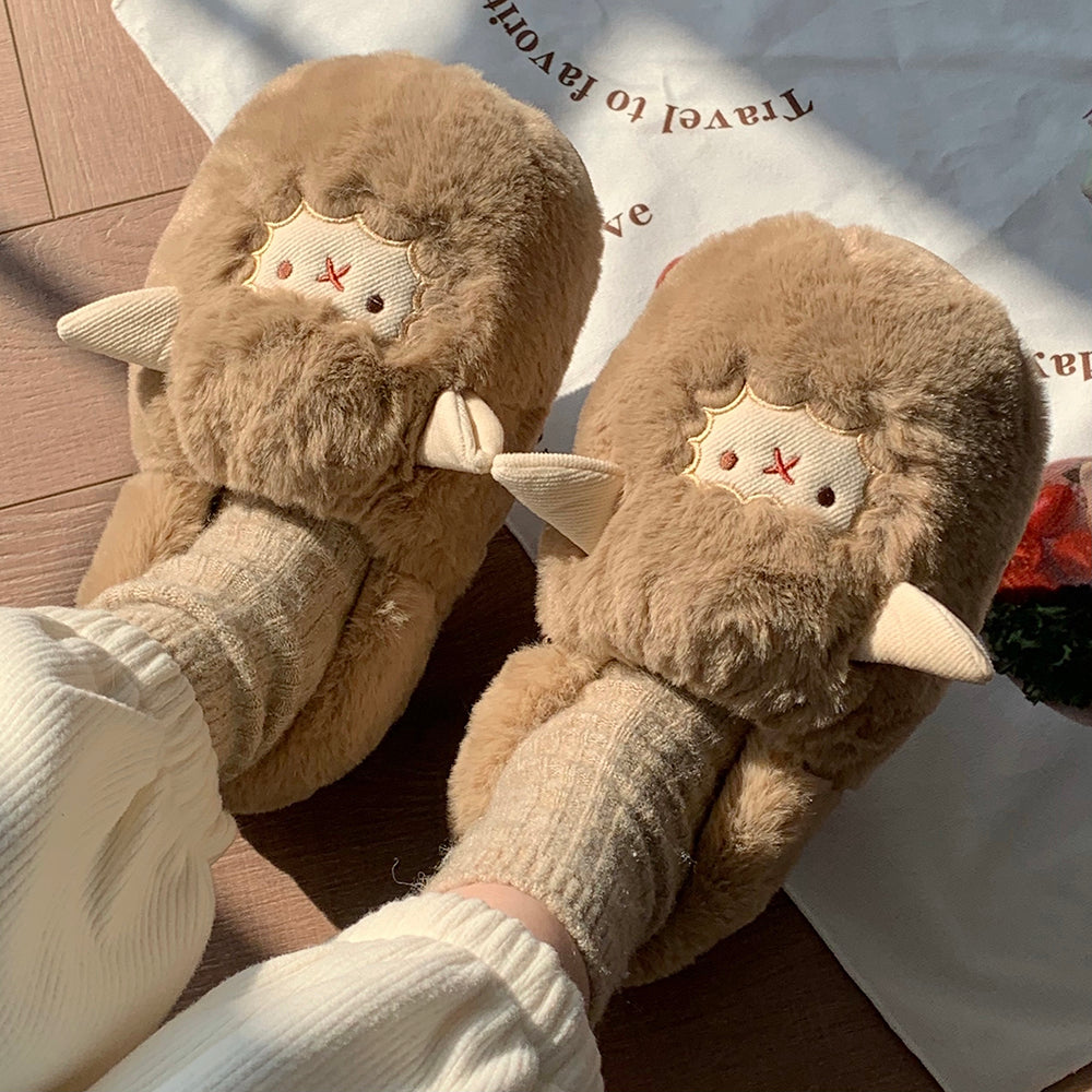 Lovely Sheep Plush Slippers