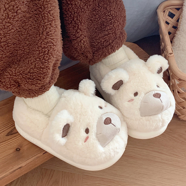 Lovely Cartoon Bear Plush Slippers