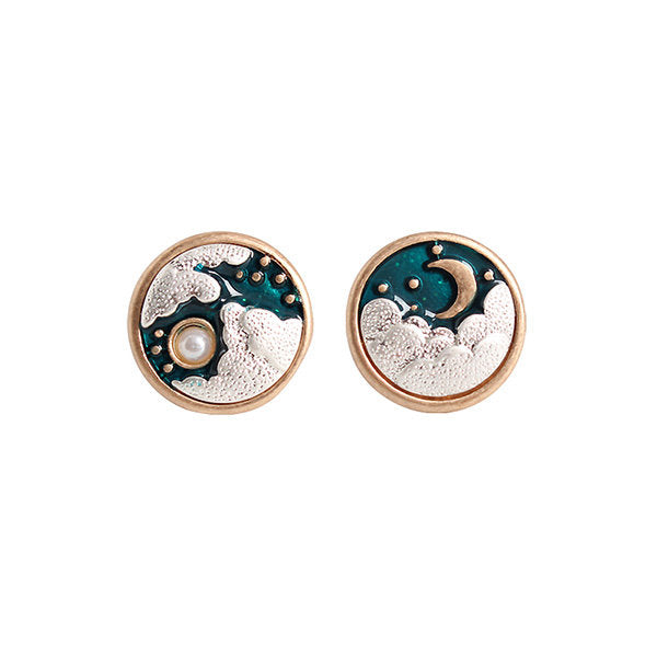 Sun and Moon Enamel Earrings