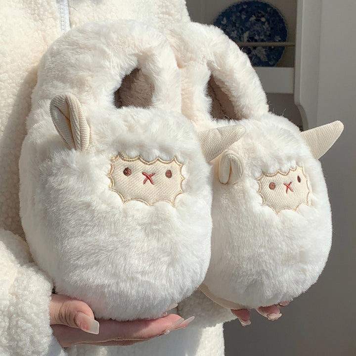 Lovely Sheep Plush Slippers
