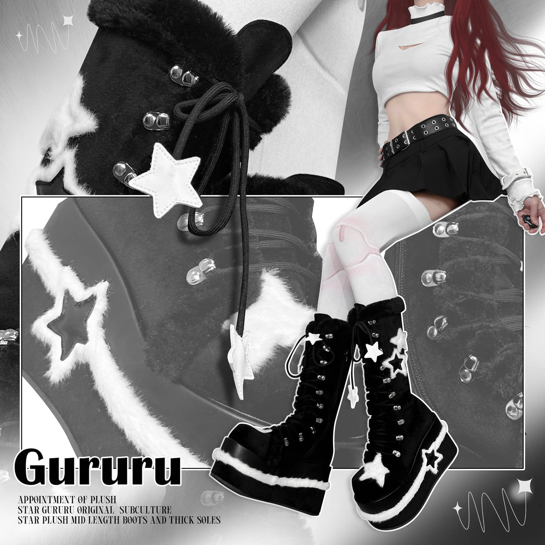 Star Fleece Winter Black Martin Boots