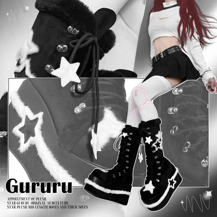 Star Fleece Winter Black Martin Boots