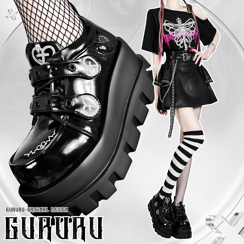 Punk Heart Cross Platform Shoes