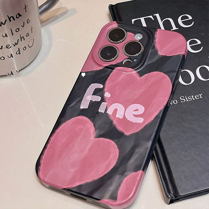 Pink Love Heart Print iPhone Case