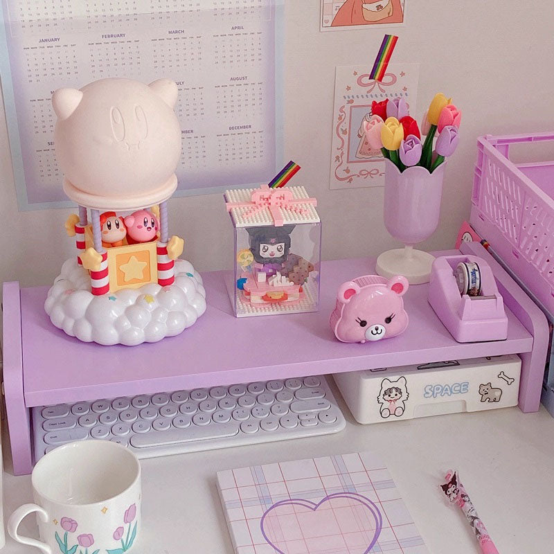 Pastel Color Wooden Shelf Rack-Pink-Yellow-Purple-White