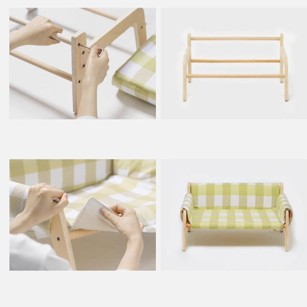 Wood Sofa Shaped Cat Bed