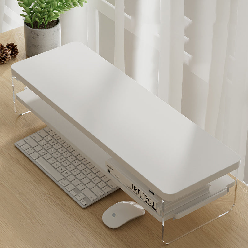 Sleek Dual-Layer Monitor Stand-white-green-black