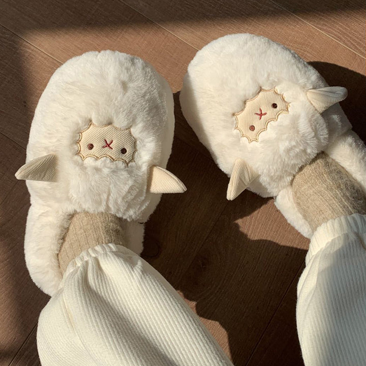 Lovely Sheep Plush Slippers