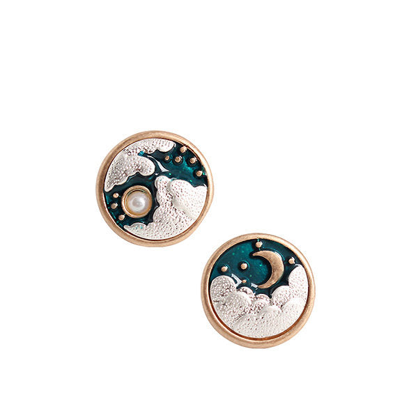 Sun and Moon Enamel Earrings