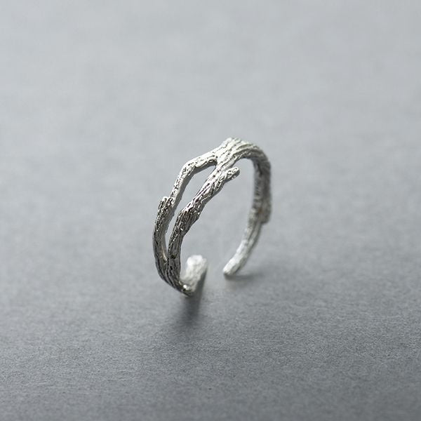White Cherry Blossom Silver Ring