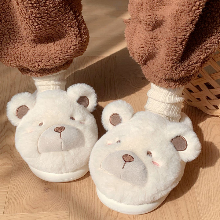 Lovely Cartoon Bear Plush Slippers