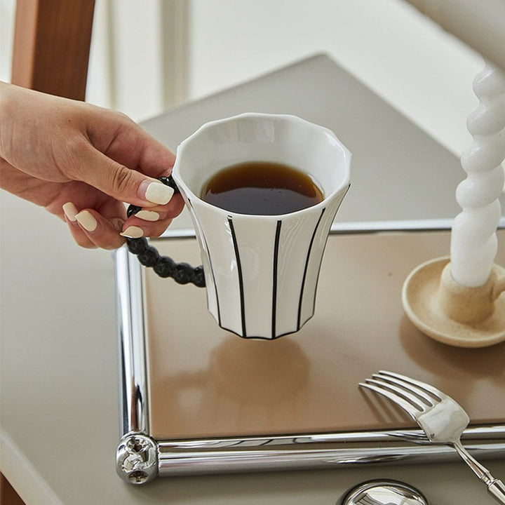 Vintage Black White Vertical Stripes Mug