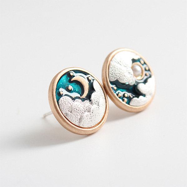 Sun and Moon Enamel Earrings