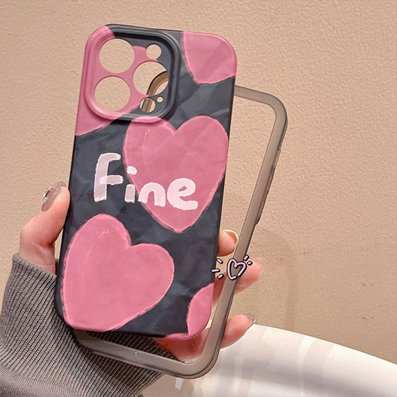 Pink Love Heart Print iPhone Case