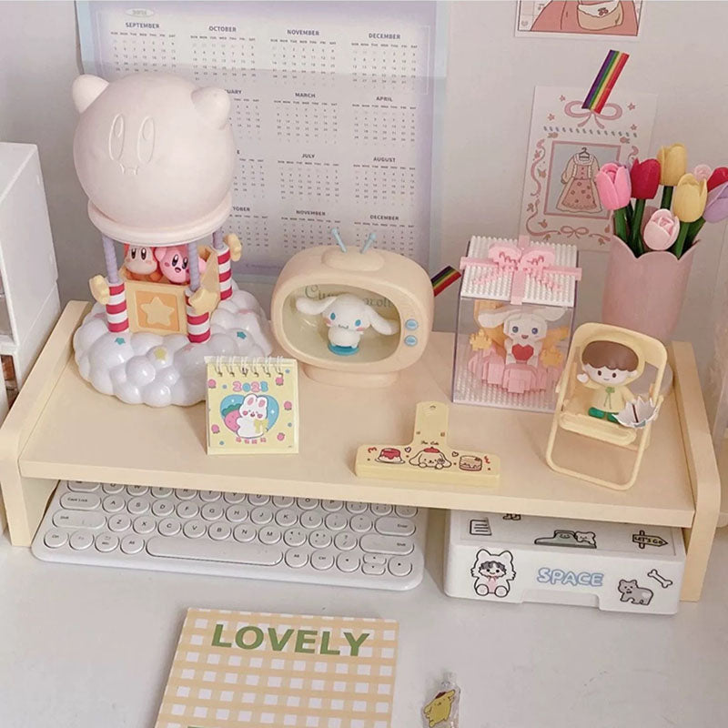 Pastel Color Wooden Shelf Rack-Pink-Yellow-Purple-White