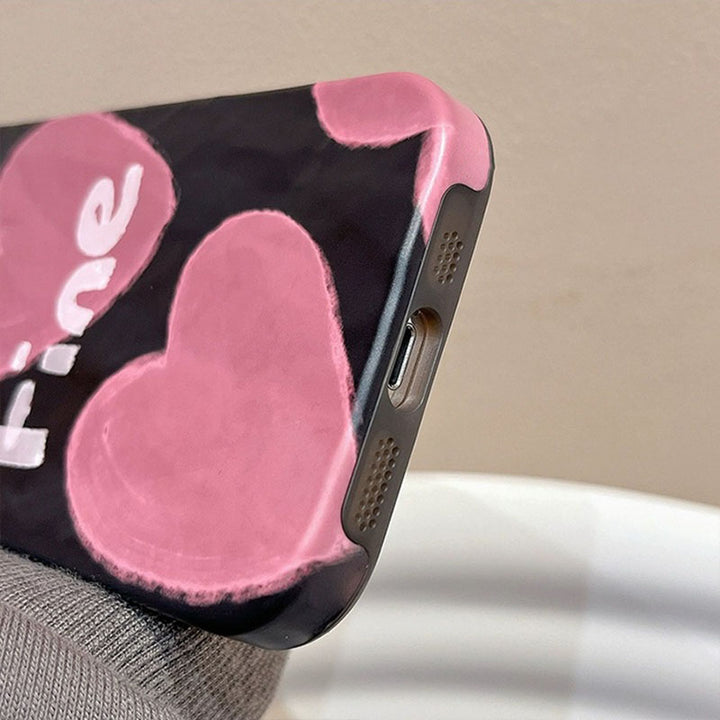 Pink Love Heart Print iPhone Case