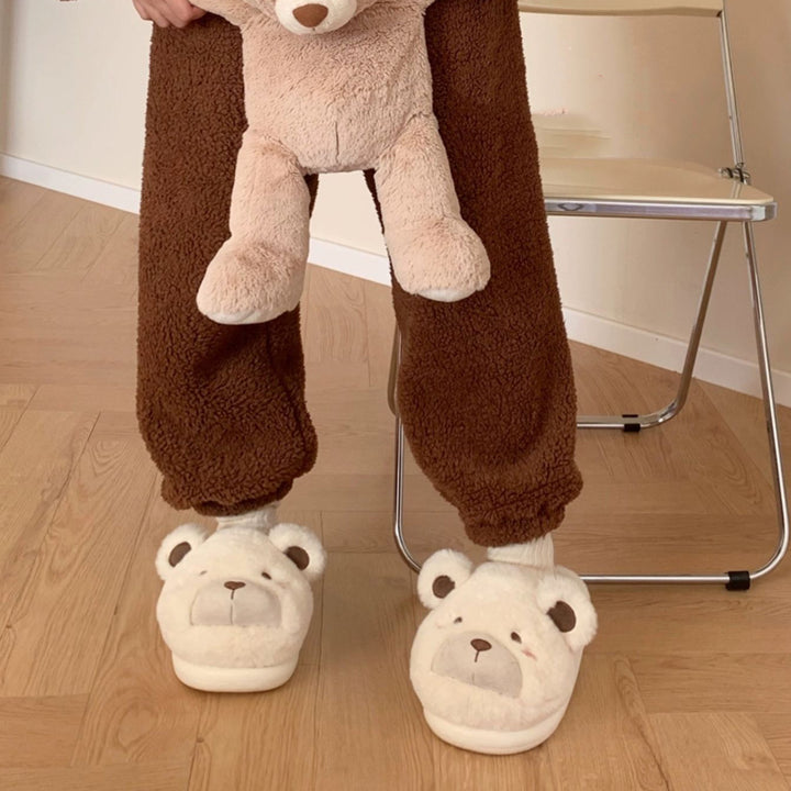 Lovely Cartoon Bear Plush Slippers