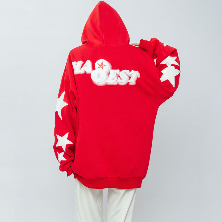 Stars Letters Print Loose Hoodie