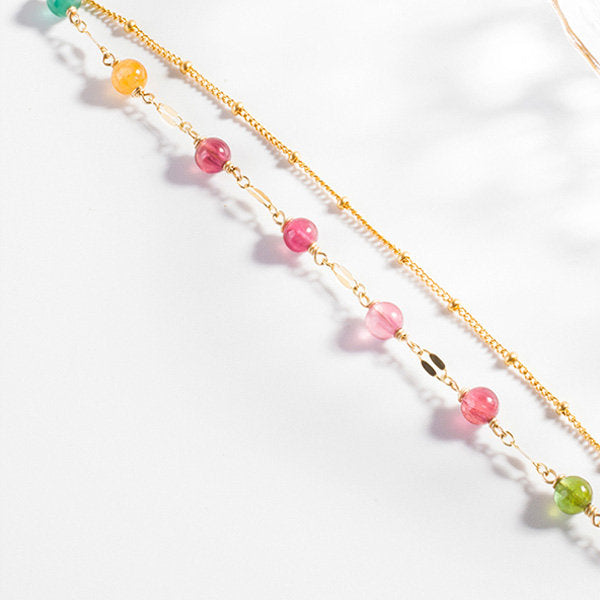 Rainbow Tourmaline Bead Bracelet