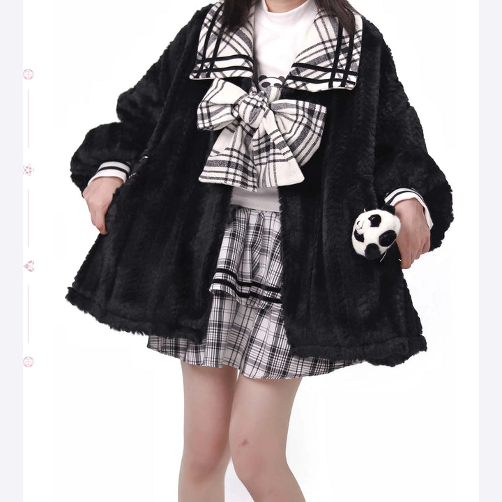 Panda Pattern Coat Skirt Top Socks