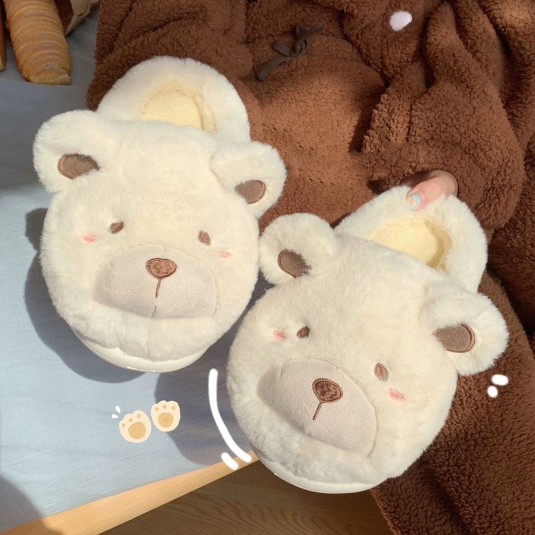 Lovely Cartoon Bear Plush Slippers