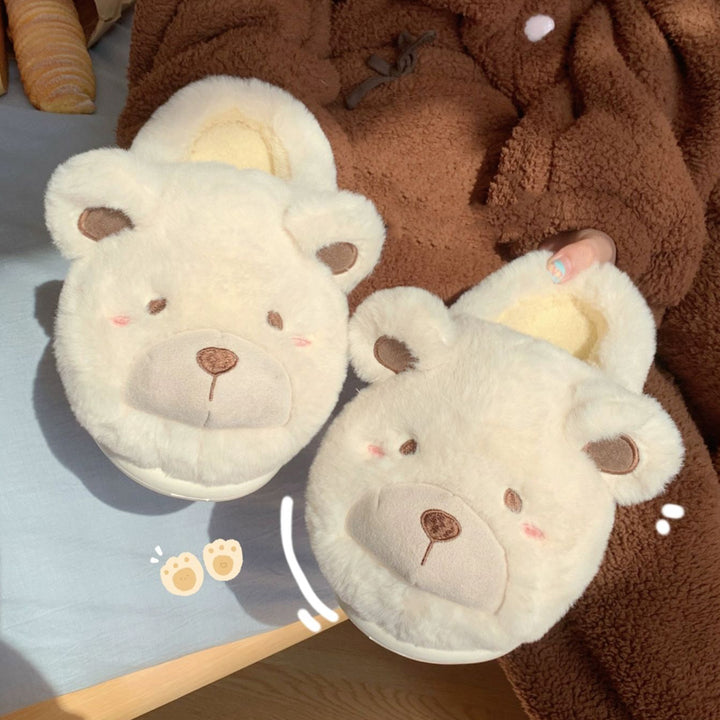 Lovely Cartoon Bear Plush Slippers
