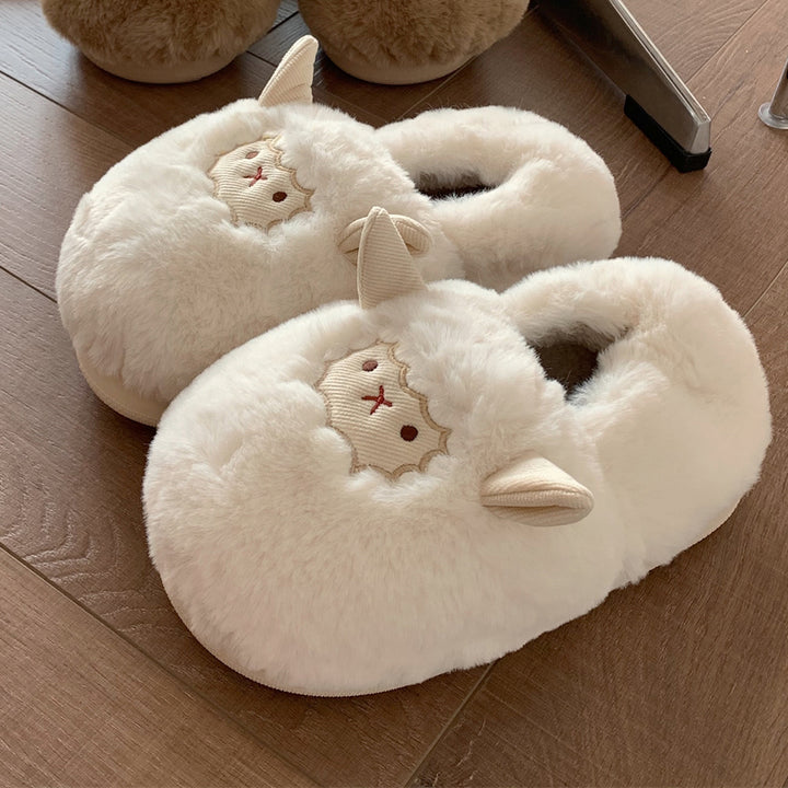 Lovely Sheep Plush Slippers