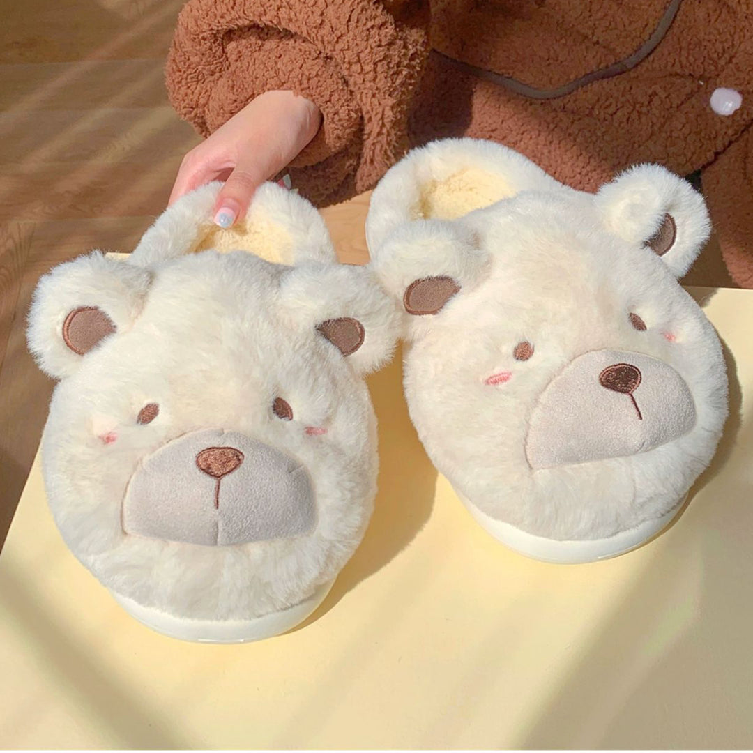 Lovely Cartoon Bear Plush Slippers