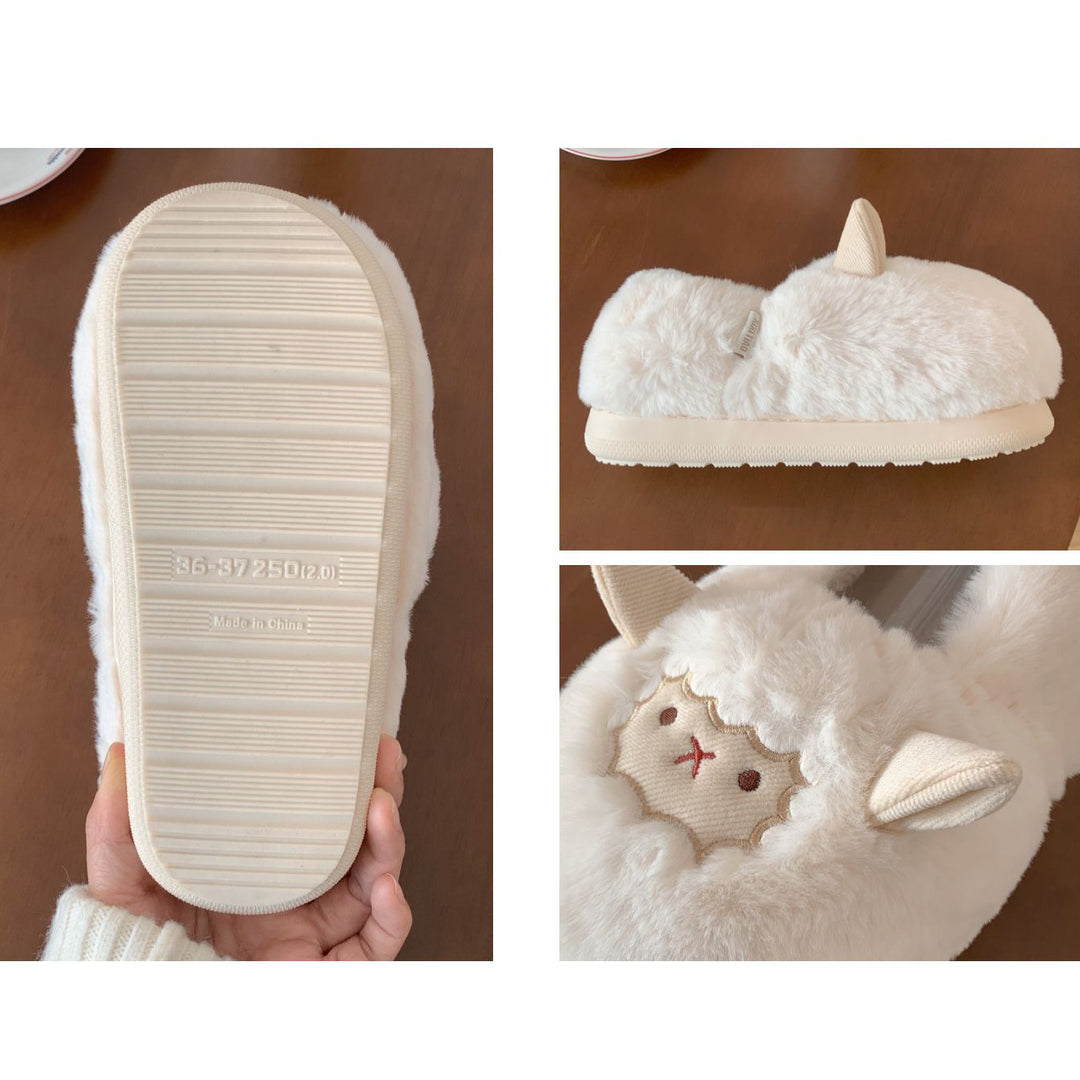 Lovely Sheep Plush Slippers