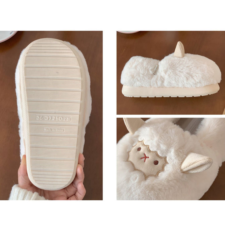 Lovely Sheep Plush Slippers