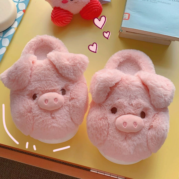Cute Pink Pig Plush Slippers