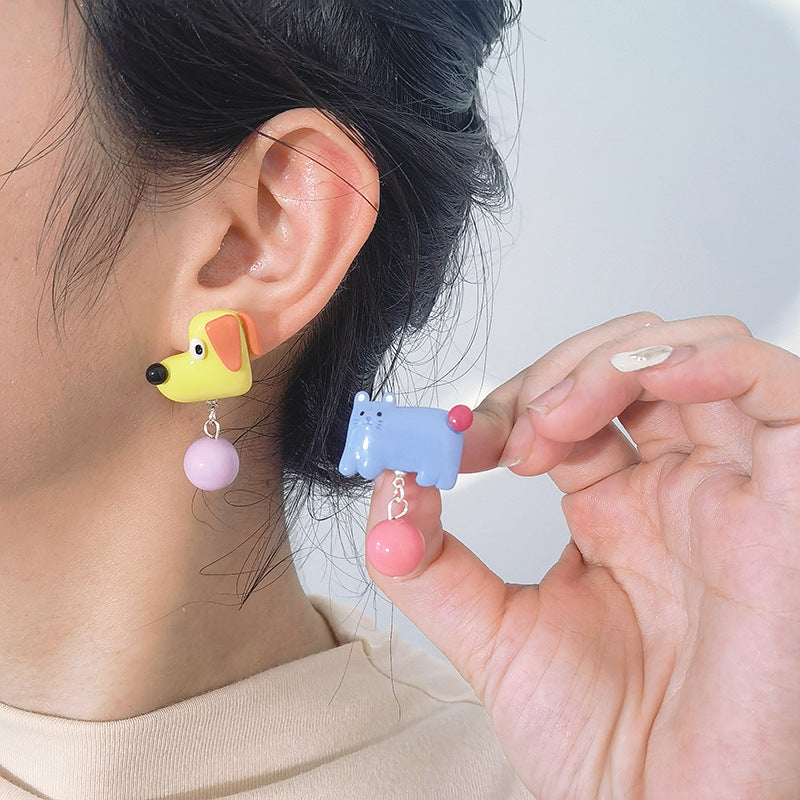 Cute Cartoon cat and Dog Earrings
