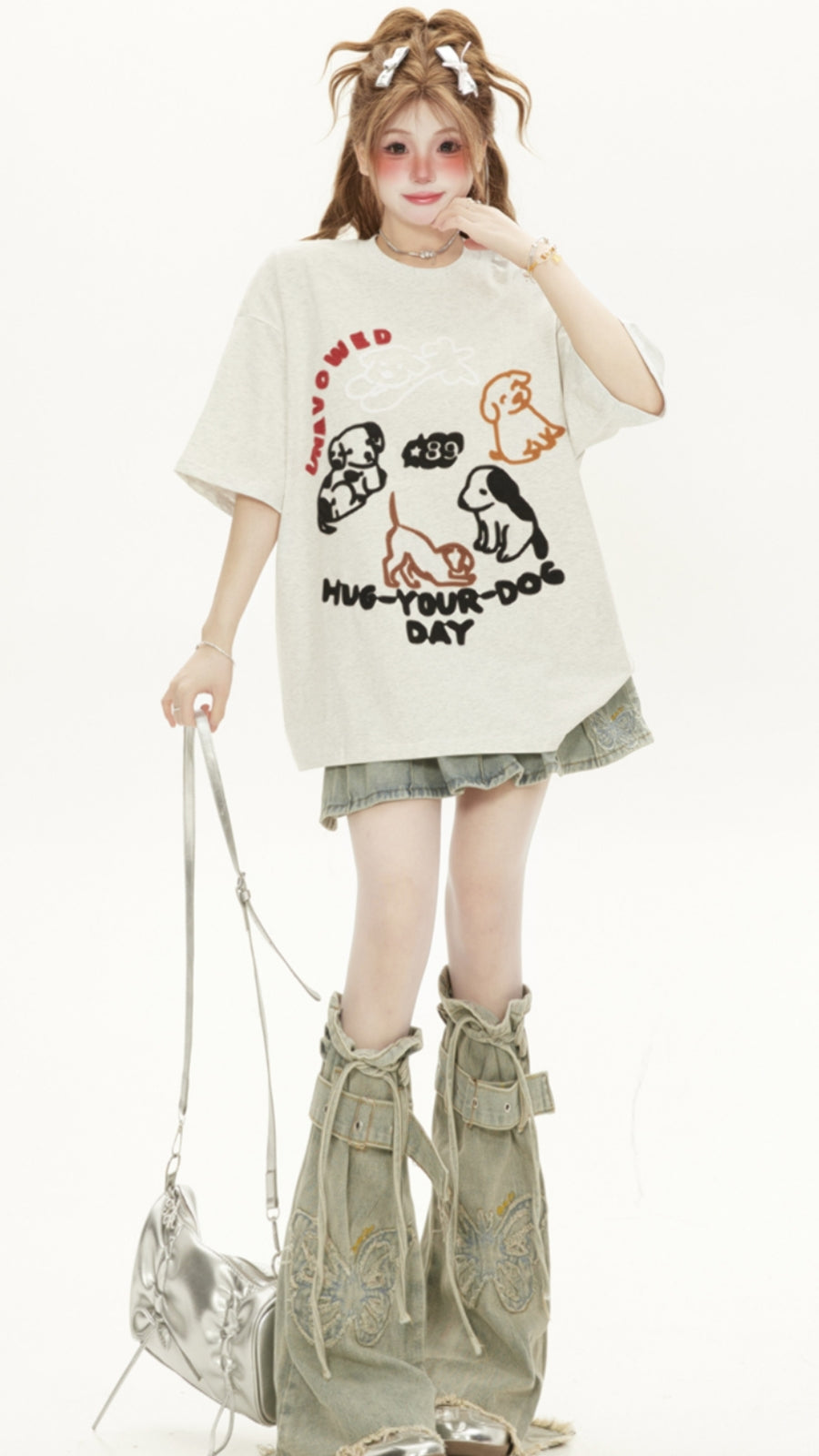 Cute Dog Round Neck Short Sleeve T-shirt