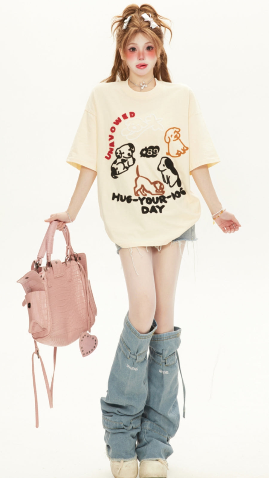 Cute Dog Round Neck Short Sleeve T-shirt