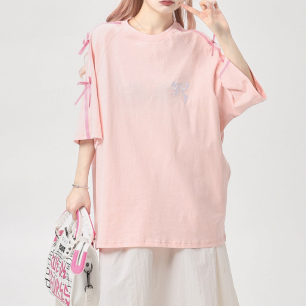 Embroidered Bow Relaxed Fit Tee