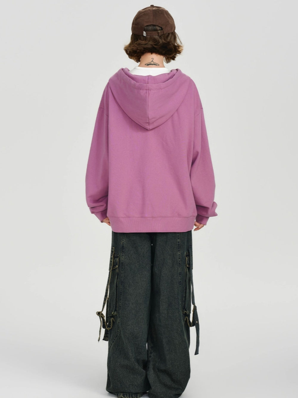 Playful Cat Graphic Embroidered Text Hoodie