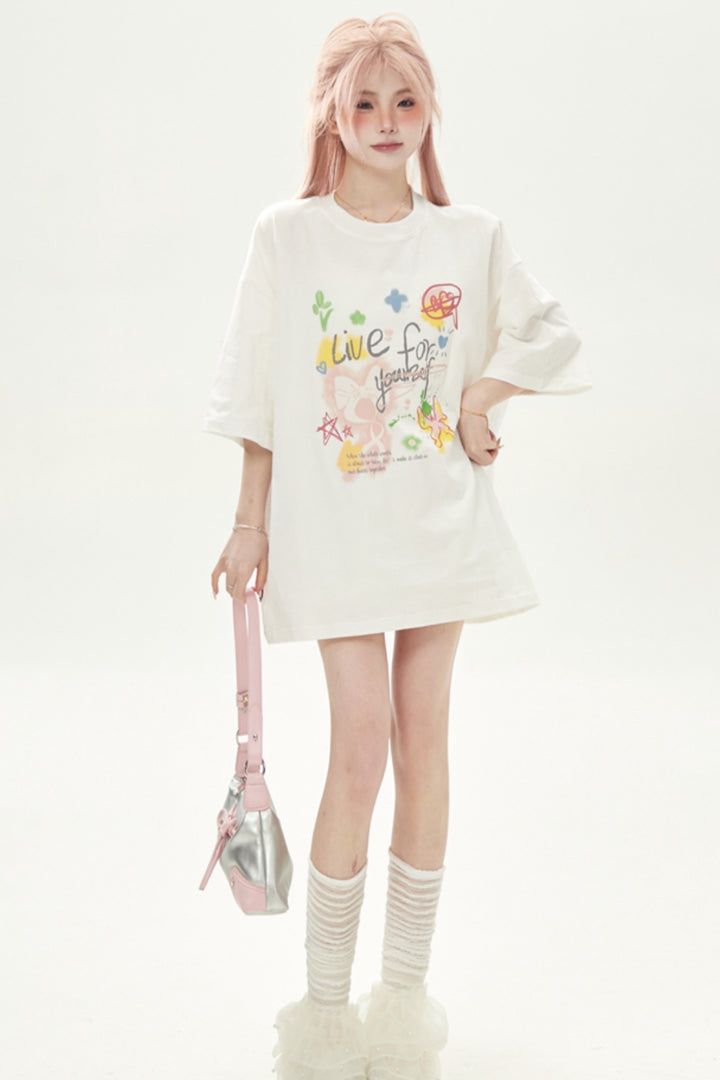 Fun Doodle Print Short-Sleeve T-Shirt